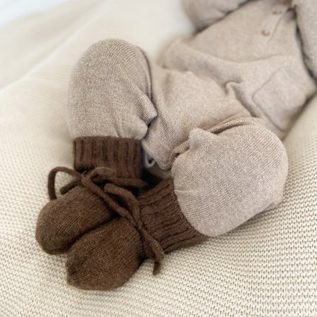 Merino wol booties - dark brown