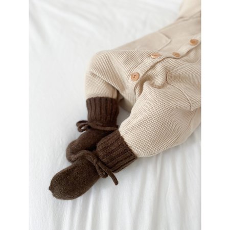 Merino wol booties - dark brown
