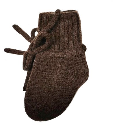 Merino wol booties - dark brown