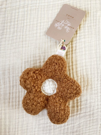 Speendoekje daisy - brown met flower lint blauw
