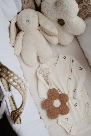 Speendoekje daisy - brown met flower lint blauw