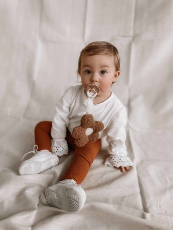 Speendoekje daisy - brown met flower lint blauw